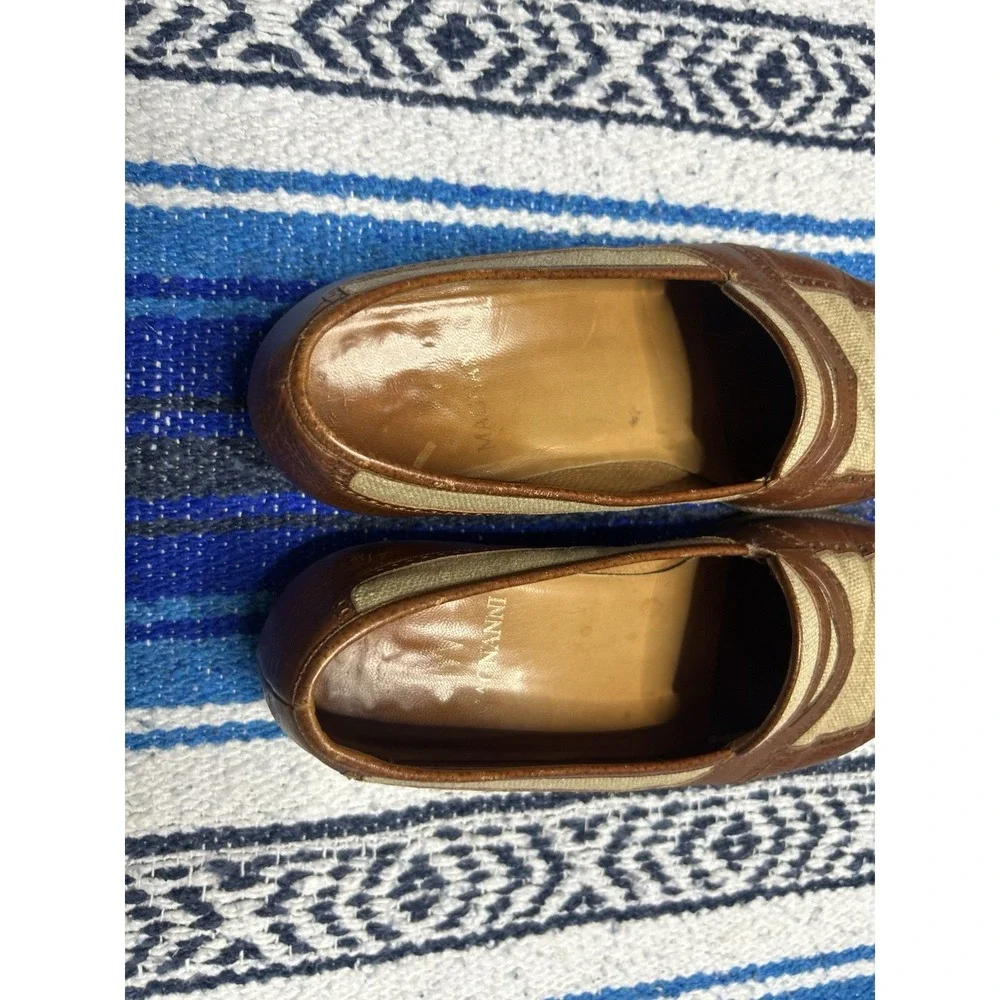 Magnanni for Neiman Marcus Leather Canvas Penny Loafers Men's Size 8